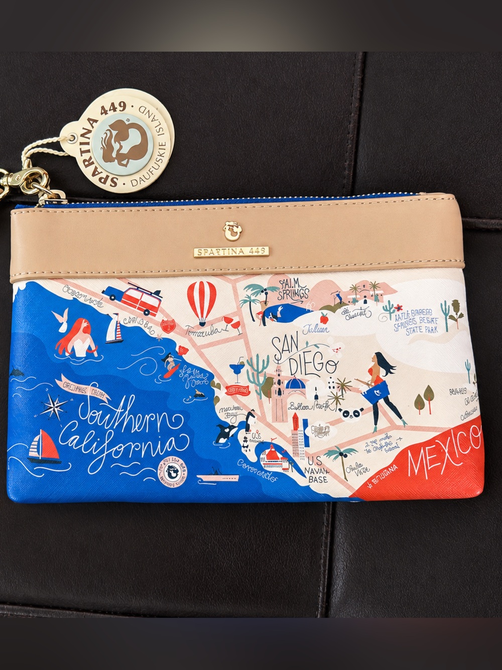 Spartina 449 Southern California Map wristlet-NWT